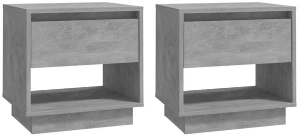 2er-Set Nachttische, Beistelltische Schlafzimmer Betongrau 45x34x44 cm Holzwerkstoff