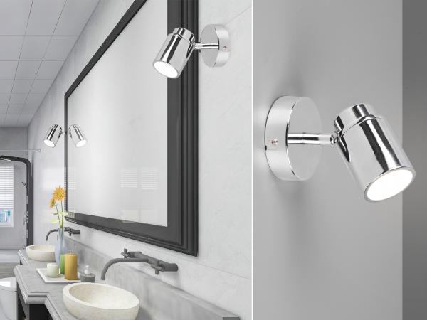 TRIO Leuchten LED Wandstrahler, Dimmfunktion, LED wechselbar, Warmweiß, innen, Badezimmer-Lampe Gäste WC, Spiegelleuchten schwenkbar Ø 10,5cm