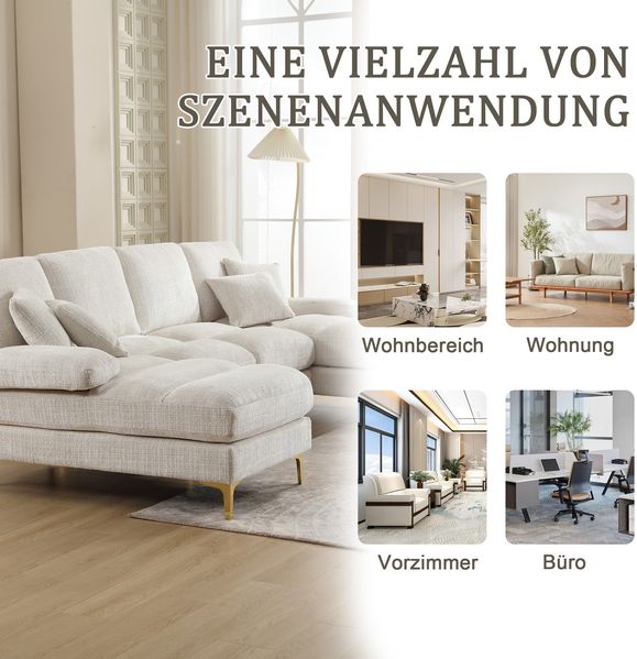 LVHOM Loungesofa 272x136x88 cm, 4-6 Personen, 6-Sitzer Chenille U-Shape Sektionssofa/Modulares Sofaset/Schlafsofa/Ecksofa/Relaxliege Bild 6