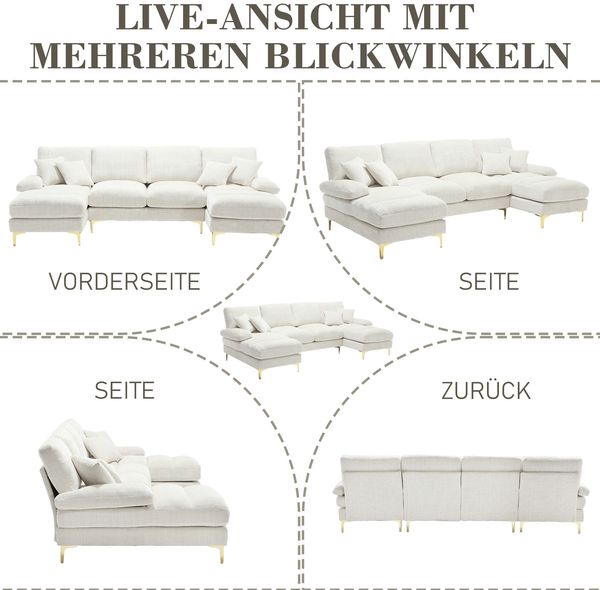 LVHOM Loungesofa 272x136x88 cm, 4-6 Personen, 6-Sitzer Chenille U-Shape Sektionssofa/Modulares Sofaset/Schlafsofa/Ecksofa/Relaxliege Bild 7