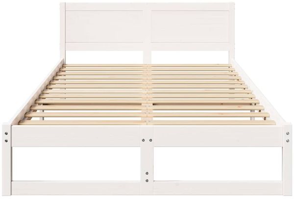 vidaXL Bettrahmen mit Kopfteil Weiß 120 x 190 cm Massives Kiefernholz 873284 Bild 5