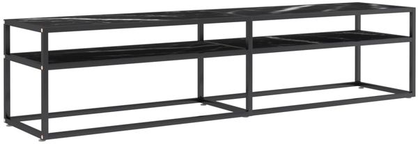 TV-Schrank Lowboard TV Schwarz Marmor-Optik 180x40x40,5 cm Hartglas d5670e