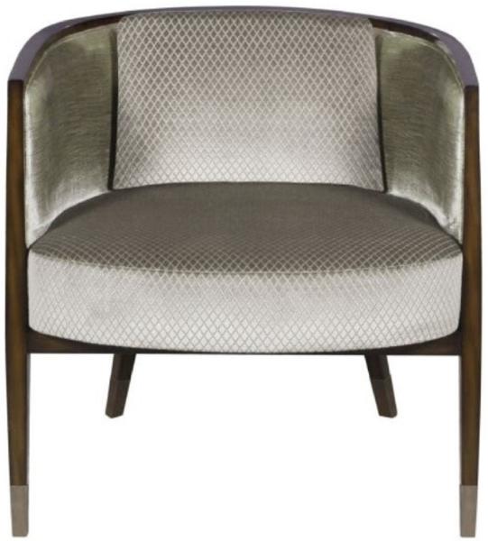 Casa Padrino Art Deco Lounge Sessel Dunkelbraun / Silber / Gold 74 x 83 x H. 71 cm - Art Deco Möbel - Luxus Qualität