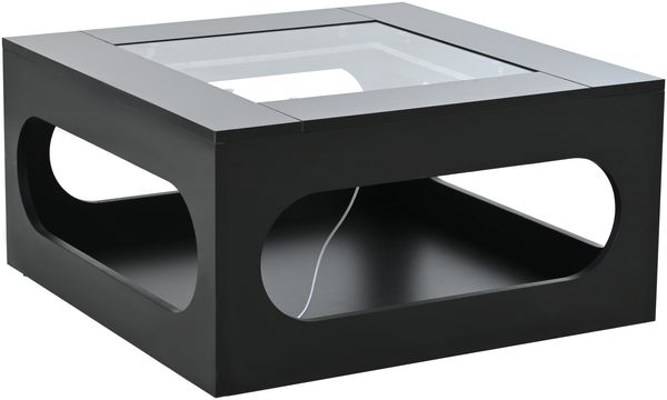 Tisch 70x70x35 cm, quadratisch, MDF, gehärtetes Glas, mit LED-Lichtstreifen und offenem Stauraum Bild 6