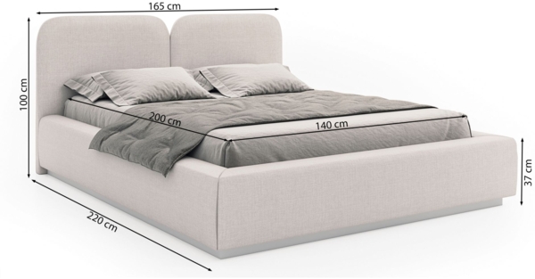 Selsey 'Comoves' Polsterbett 140x200 mit Chenillebezug, Creme Bild 4