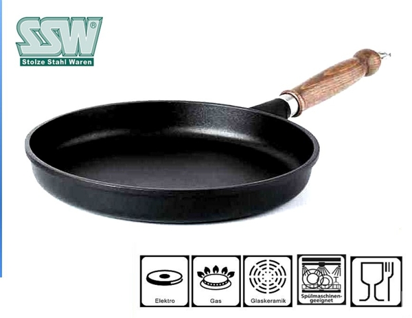 Stolze Stahl Waren Aluminium Guss Pfanne "Rustica" Ø28cm Holzgriff 312828