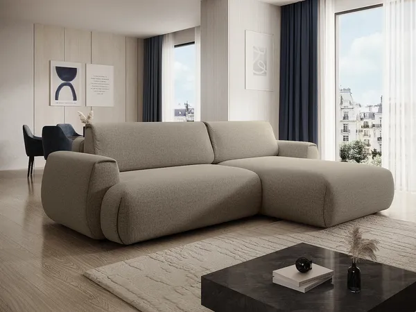 Vente-unique - MONELIA Sofa Stoff Schokoladenbraun - B 167 cm x H 81 cm x L 270 cm