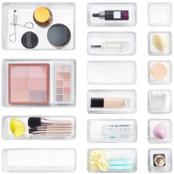 Lifewit Make-Up Organizer Schubladen Organizer aus klarem Kunststoff, 16-tlg.