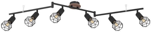 Deckenstrahler, Retro, 6 flammig, Spots flexibel, L 116cm