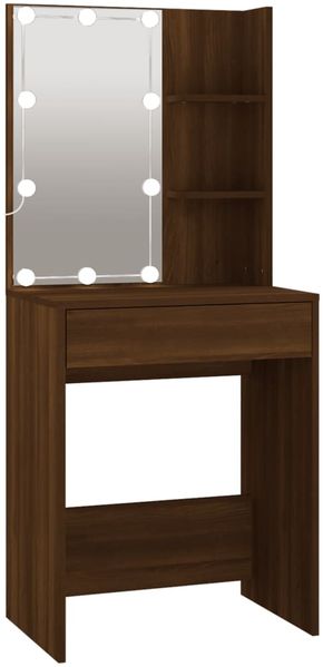 LED-Schminktisch mit Schränken Holzwerkstoff Braun Bild 8