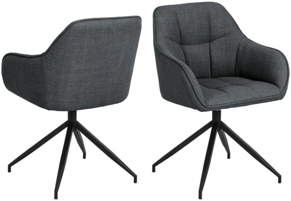 Actona Esszimmerstuhl mit Armlehne Brenda Dunkelgrau drehbar ca. 58x84,5x54,5 cm