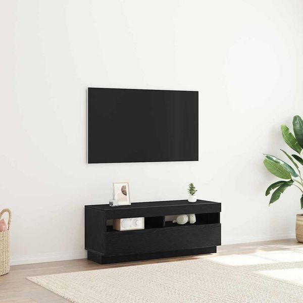 TV-Schrank, TV-Lowboard Schwarz Eichen-Optik 100x35x40 cm Holzwerkstoff