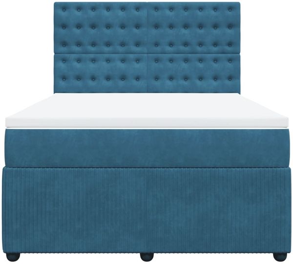 vidaXL Boxspringbett mit Matratze Dunkelblau 140x200 cm Samt 3292374 Bild 4