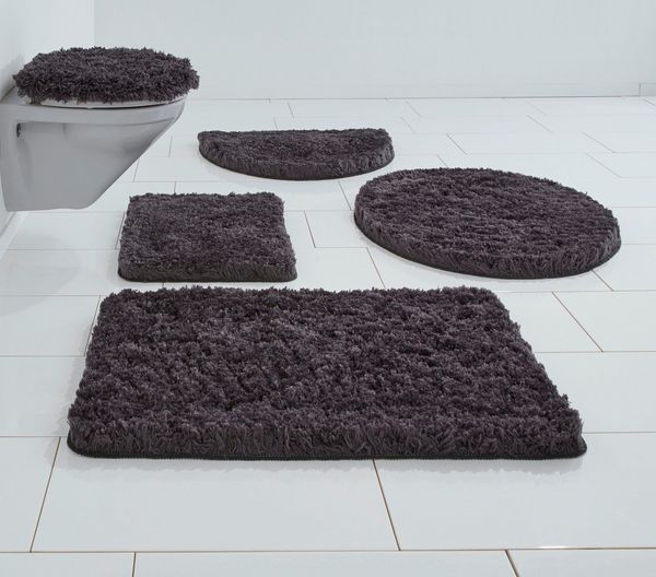 OTTO home Badematte Micro exclusiv, Badvorleger, Badezimmer Teppich, Höhe 55 mm, rutschhemmend beschichtet, schnell trocknend, strapazierfähig, fußbodenheizungsgeeignet, Polyester, rechteckig, Badteppich, Badematten auch als 3 teiliges Set & rund erhäl...
