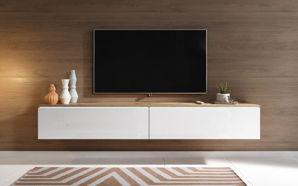 INOSIGN Lowboard LOWBOARD VERA, wahlweise mit oder ohne Beleuchtung, Modernes griffloses TV-Board, 180 cm TV-Schrank, stehend und hängend