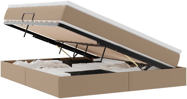 vidaXL Aufbewahrungsbett mit Matratze Cappuccino 160x200 cm 3370173
