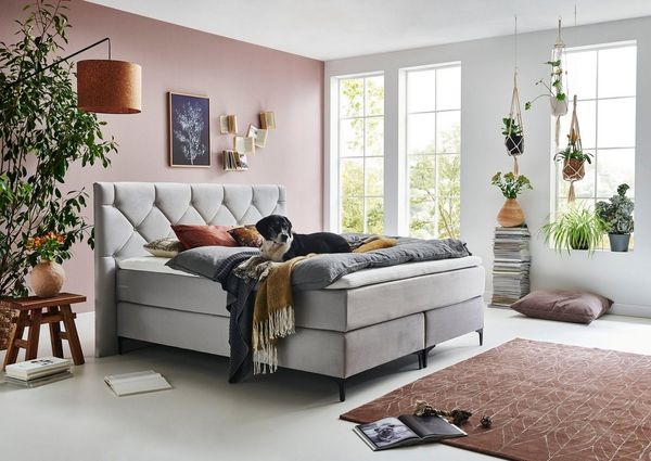Home affaire Boxspringbett Aiko, 100% vegan, mit tierfreundlichem Bezugssstoff, besonders pflegeleicht