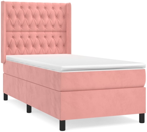 vidaXL Boxspringbett mit Matratze Rosa 90x200 cm Samt 3132842