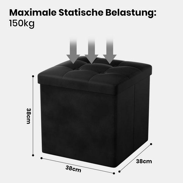 Oak&Tea Stauraumhocker Sitzhocker mit Stauraum – Klappbare Aufbewahrungsbox & Sitzwürfel