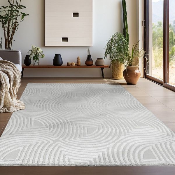 Teppium Teppich Skandinavisches Boho Muster, Rechteckig, Höhe: 12 mm, Teppich Wohnzimmer Boho Design Skandinavische Stil Natur Optik