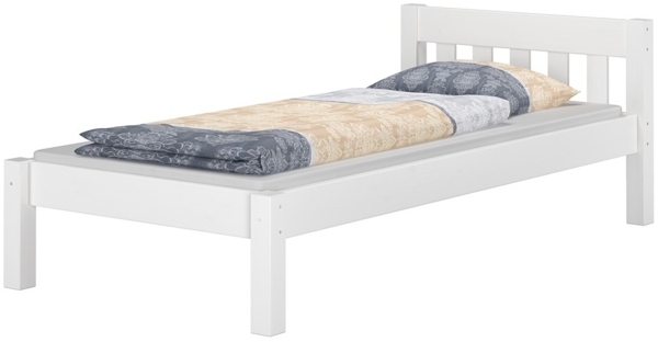 Modernes Einzelbett Massivholzbett Kiefer weiß 90x200 Futonbett Bettrahmen Rollrost 60.38-09 W Bild 3