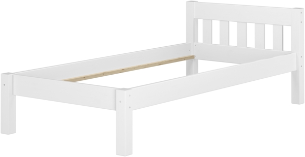 Modernes Einzelbett Massivholzbett Kiefer weiß 90x200 Futonbett Bettrahmen Rollrost 60.38-09 W Bild 4