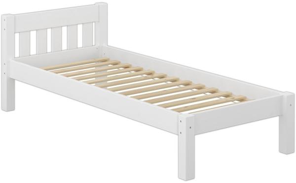 Modernes Einzelbett Massivholzbett Kiefer weiß 90x200 Futonbett Bettrahmen Rollrost 60.38-09 W