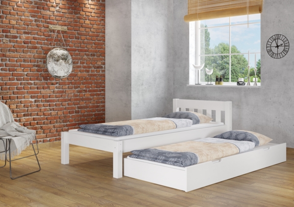 Modernes Einzelbett Massivholzbett Kiefer weiß 90x200 Futonbett Bettrahmen Rollrost 60.38-09 W Bild 10