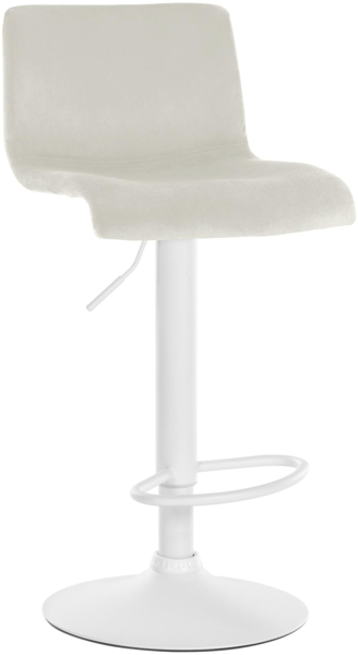CLP Barhocker Hover Samtbezug höhenverstellbar drehbar mit Rückenlehne,creme Metall matt weiss