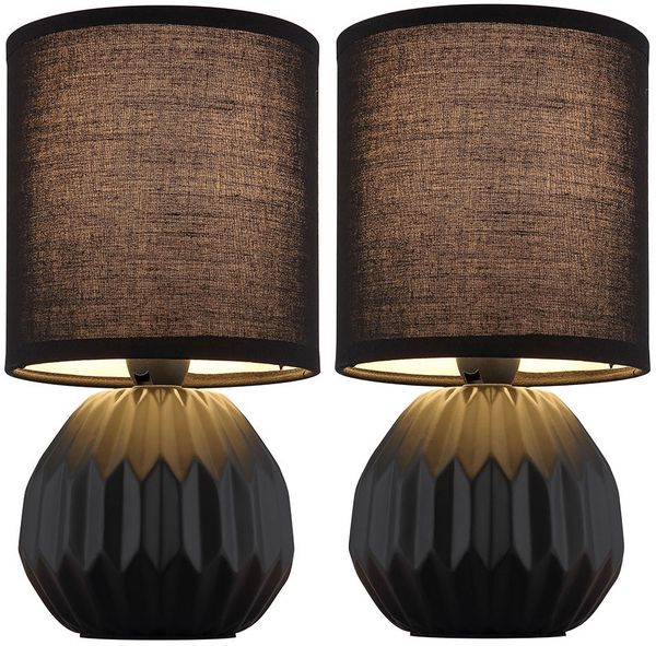 2x Tischleuchte, Keramik, Textil, schwarz, H 23 cm