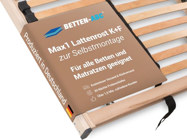 Betten-ABC Max1 K+F – Lattenrost zur Selbstmontage mit Kopf- und Fußteilverstellung, Holm durchgehend, Größe: 100 x 220 cm
