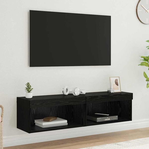 vidaXL TV-Schrankset 2 pcs Schwarz Eichen-Optik 60 x 30 x 30 cm 882965