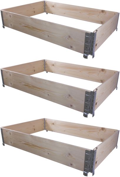 BigDean 3X Hochbeet Palettenrahmen 120x80x20cm groß - Holzrahmen faltbar, steckbar & stapelbar - ideal für Pflanzen, Blumen, Obst, Gemüse & Kräuter