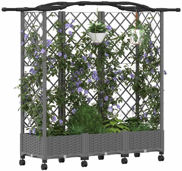 vidaXL Hochbeet mit Rankgitter und Dach Hellgrau 163 x 40 x 129 cm PP 3423107 Bild 3