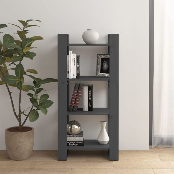 vidaXL Bücherregal/Raumteiler Grau 60x35x125 cm Massivholz 813886