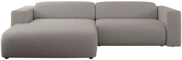 Ecksofa PASADENA, freistehendes Ecksofa, breite Armlehnen, Federsitz - links - Grau Boucle Bild 5