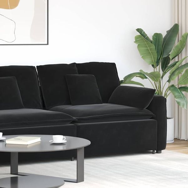 vidaXL Modulares Sofa Endmodul mit Armlehne Kissen Schwarz 100 cm 4104404