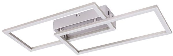 LED Deckenleuchte, nickel-matt, Opal, weiß, rechteckig