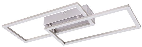 LED Deckenleuchte, nickel-matt, Opal, weiß, rechteckig