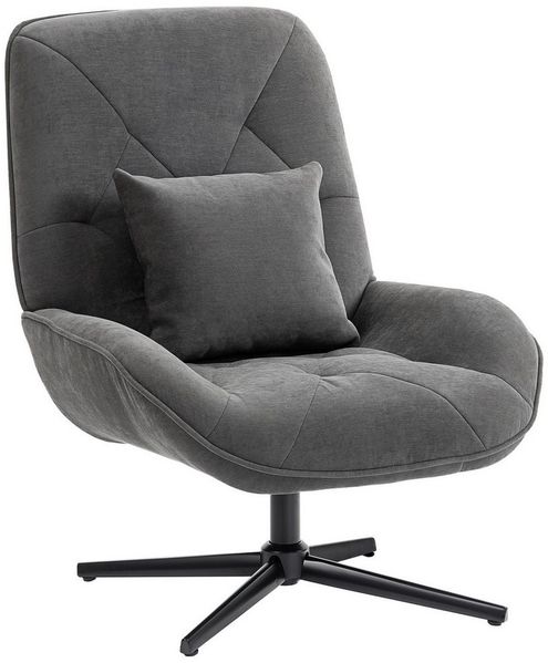 HOMCOM Relaxsessel gepolstert Sessel (Loungesessel, 1-St, Polsterstuhl), für Wohnzimmer, Schlafzimmer, Dunkelgrau