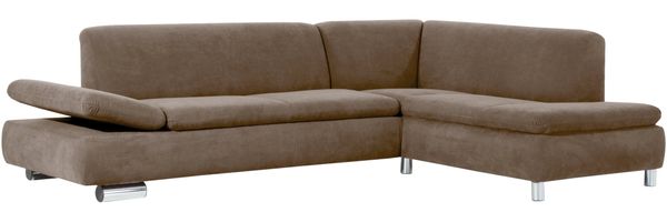 Max Winzer 28712632051753 Polsterecke Tournai 2.5-Sitzer mit Ecksofa rechts samtiges Flachgewebe, sahara