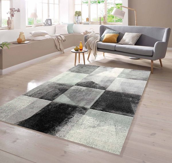 TeppichHome24 Teppich Teppich Karomuster in grau grün anthrazit, rechteckig