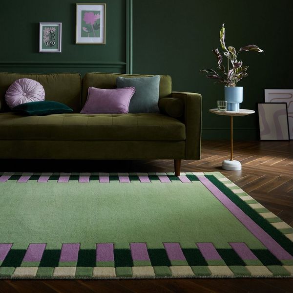 FLAIR RUGS Wollteppich Kai Wool Border, rechteckig, Höhe: 10 mm, Kai Wool Border Läufer Teppich