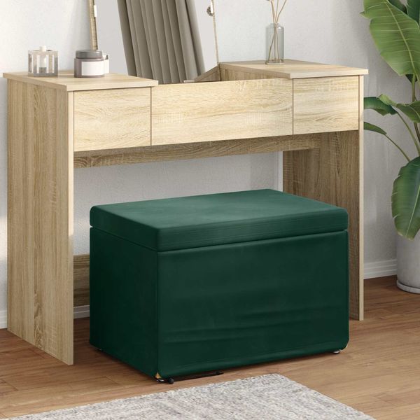 vidaXL Hocker Dunkelgrün 61 x 41 x 40 cm Samt und Engineering Holz 876767
