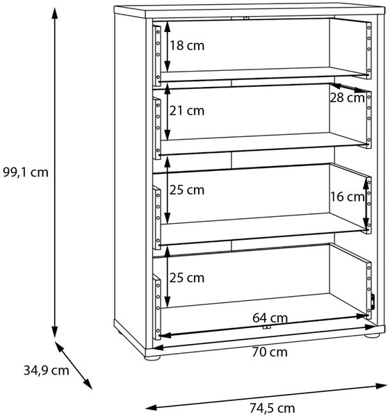 Schubkastenkommode >ALICE SPRINGS< in Nachtblau - 74,5x99,1x34,9cm (BxHxT) Bild 8