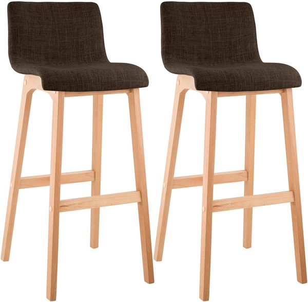 CLP 2er Set Barhocker Hover Stoff gepolstert mit Lehnen Vierfußgestelle Natura,braun
