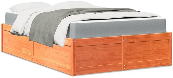 vidaXL Bett mit Matratze Wachsbraun 120x190 cm Massivholz Kiefer 3281954