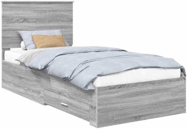 vidaXL Bettrahmen mit Kopfteil Graues Sonoma 90x200 cm Holzwerkstoff 3411355
