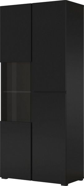 OTTO home Vitrine Cross, Höhe 183,5 cm, moderne grifflose Standvitrine mit 3 Türen Hochschrank mit viel Stauraum, Glastür und verstellbaren Einlegeböden