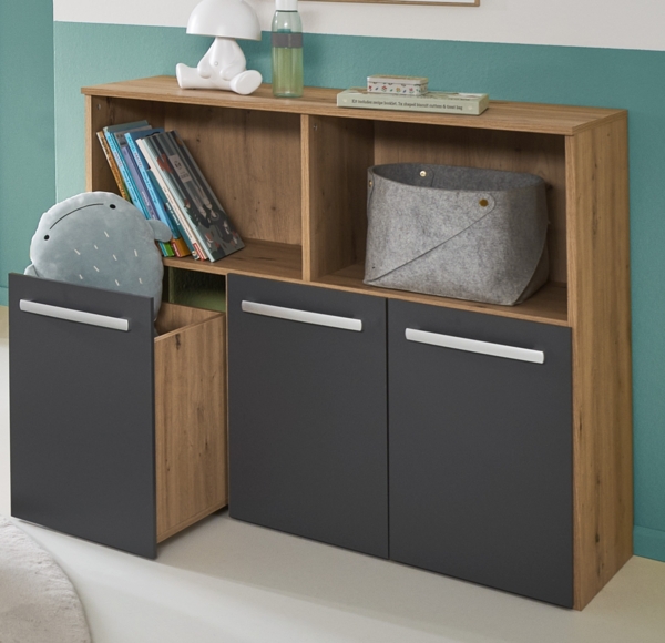 arthur berndt Kinderregal Alessio, Modernes Spielzeugregal mit 3 geräumigen Schubkästen